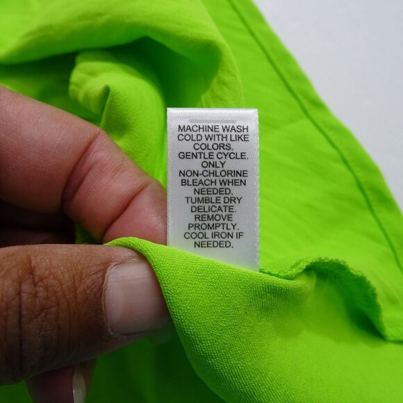 Cato Lime Neon Green Twist Front V-neck Top Womens Size L Polyester Short Sleeve - Picture 7 of 10